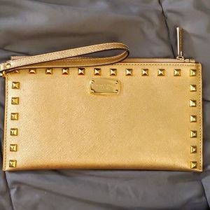 Authentic Michael Kors Gold Studded Clutch